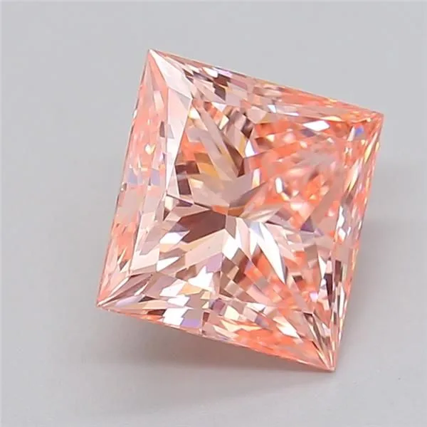 2.54ct PRINCESS Fancy Vivid Pink VS1 Coloured Lab diamond