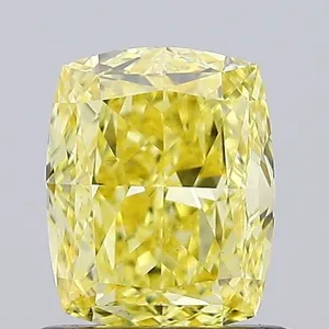 0.91ct CUSHION Fancy Vivid Yellow VS1 Coloured Lab diamond