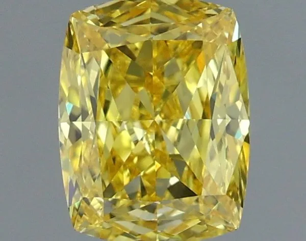 1ct CUSHION Fancy Vivid Yellow VS1 Coloured Lab diamond
