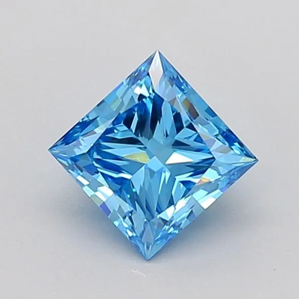 0.9ct PRINCESS Fancy Vivid Blue VS1 Coloured Lab diamond