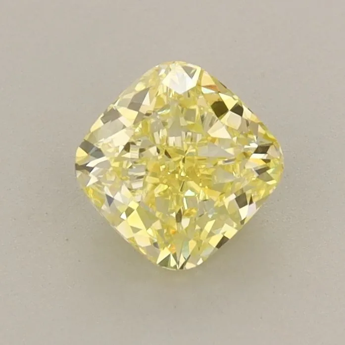 0.74ct CUSHION Fancy Intense Yellow VVS2 Coloured Lab diamond
