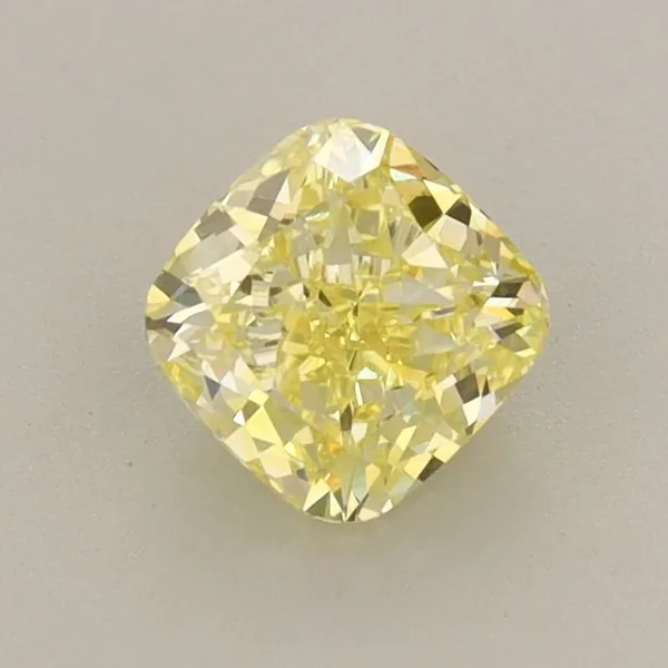 0.74ct CUSHION Fancy Intense Yellow VVS2 Coloured Lab diamond