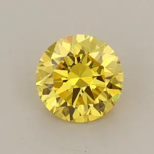 0.61ct ROUND Fancy Vivid Yellow VS2 Coloured Lab diamond