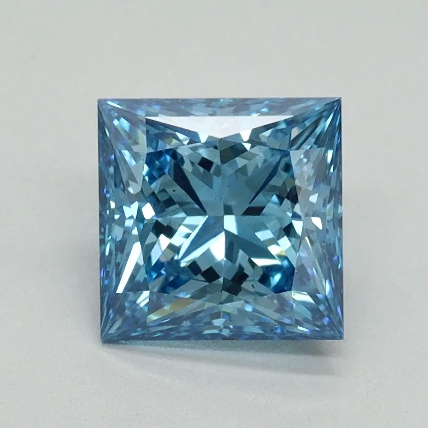 1.50ct PRINCESS Fancy Vivid Blue VS2 Coloured Lab diamond