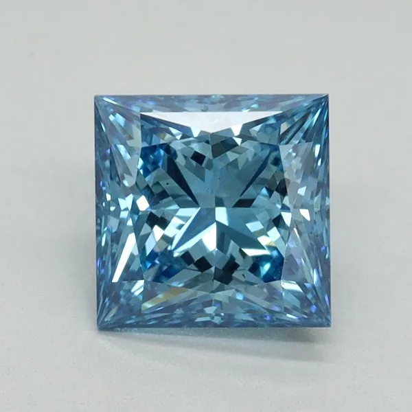 1.5ct PRINCESS Fancy Vivid Blue VS2 Coloured Lab diamond