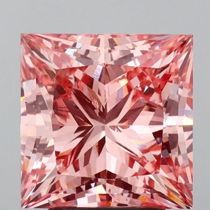 4.03ct PRINCESS Fancy Vivid Pink SI1 Coloured Lab diamond