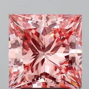 4.03ct PRINCESS Fancy Vivid Pink SI1 Coloured Lab diamond