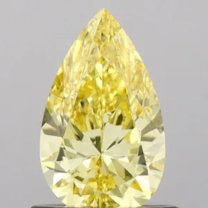 0.78ct PEAR Fancy Vivid Yellow VS2 Coloured Lab diamond