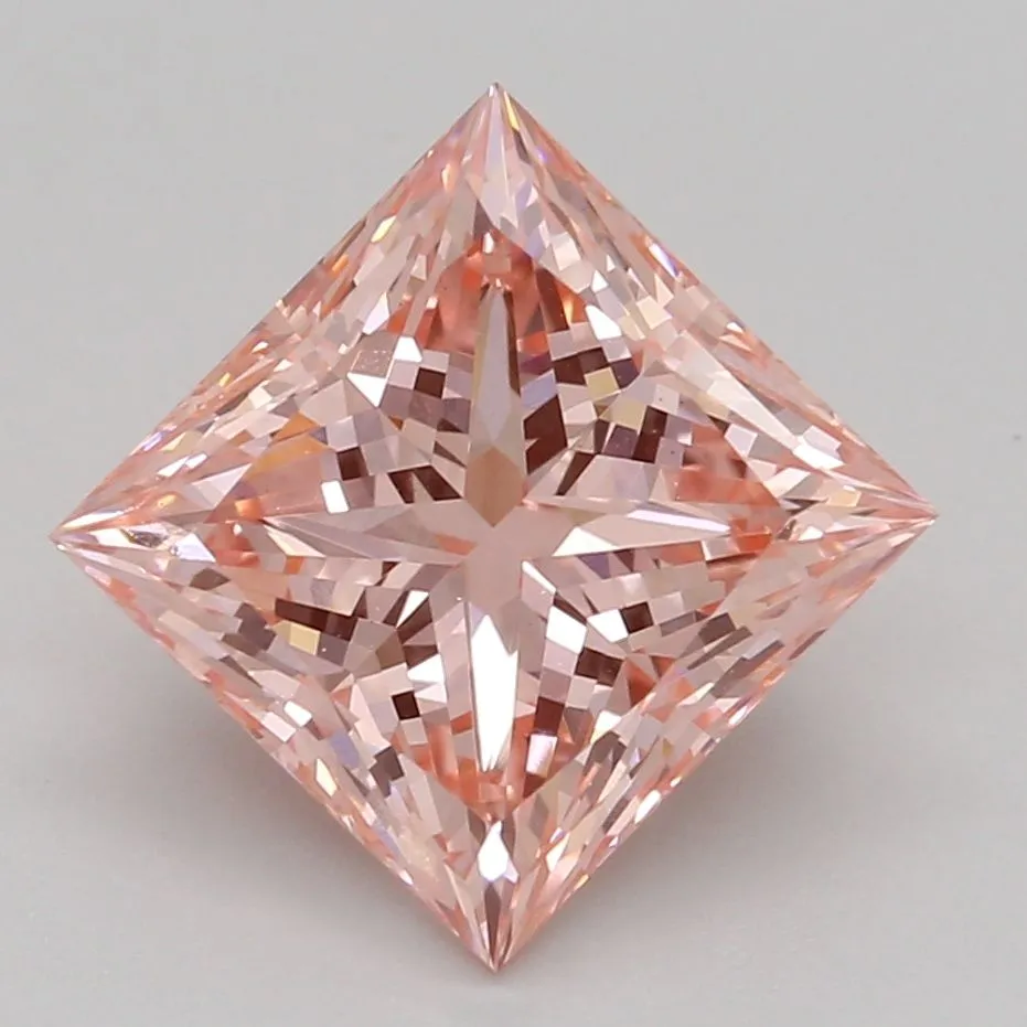 1.56ct PRINCESS Fancy Vivid Pink VS1 Coloured Lab diamond