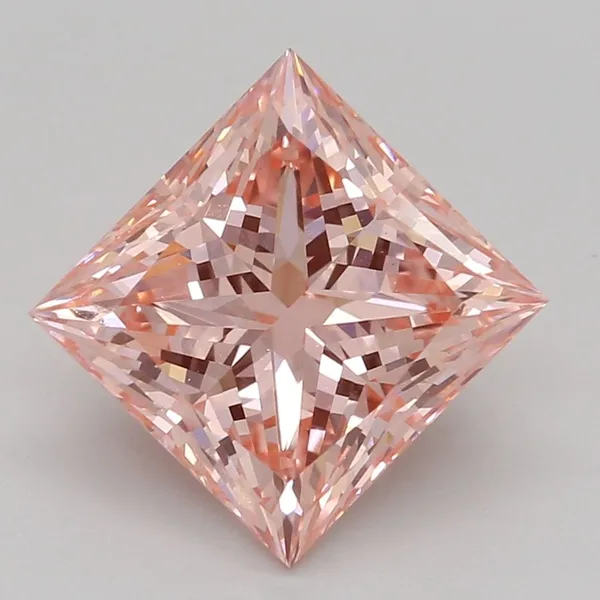 1.56ct PRINCESS Fancy Vivid Pink VS1 Coloured Lab diamond