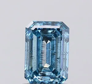 1.03ct EMERALD Fancy Vivid Blue I1 Coloured Lab diamond