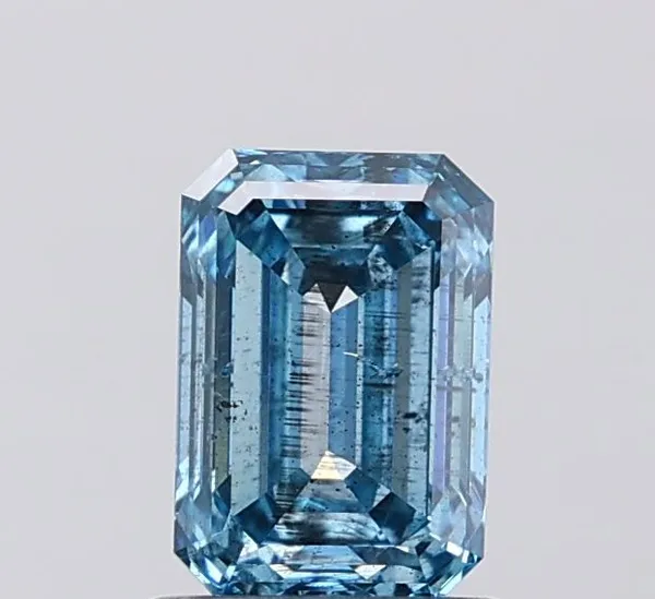 1.03ct EMERALD Fancy Vivid Blue I1 Coloured Lab diamond