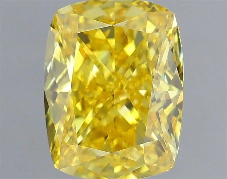 1.04ct CUSHION Fancy Vivid Yellow VVS2 Coloured Lab diamond