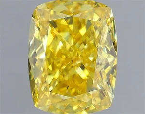 1.04ct CUSHION Fancy Vivid Yellow VVS2 Coloured Lab diamond