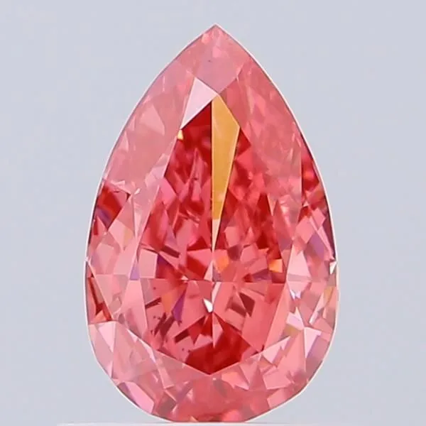 0.9ct PEAR Fancy Vivid Pink VS2 Coloured Lab diamond