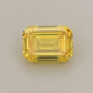 0.5ct EMERALD Fancy Vivid Yellow VS2 Coloured Lab diamond