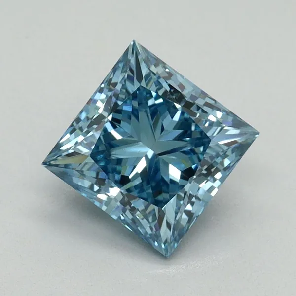 1.51ct PRINCESS Fancy Vivid Blue VVS2 Coloured Lab diamond