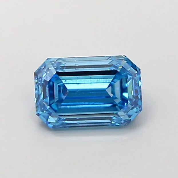 0.99ct EMERALD Fancy Vivid Blue SI1 Coloured Lab diamond