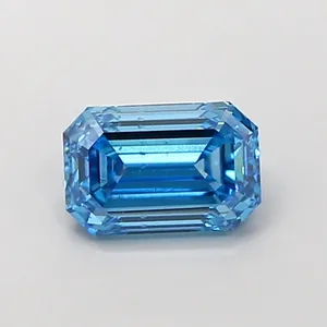 0.99ct EMERALD Fancy Vivid Blue SI1 Coloured Lab diamond