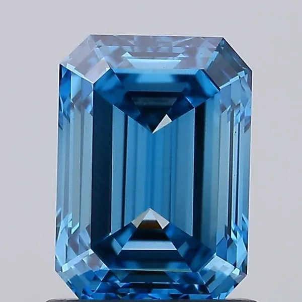 1.22ct EMERALD Fancy Vivid Blue VVS2 Coloured Lab diamond