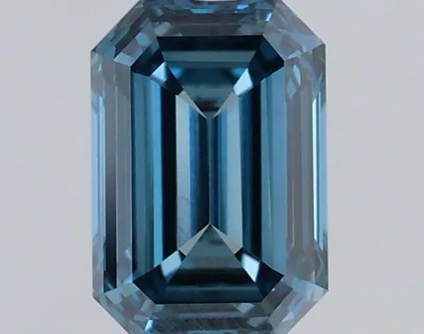 0.5ct EMERALD Fancy Vivid Blue VVS2 Coloured Lab diamond