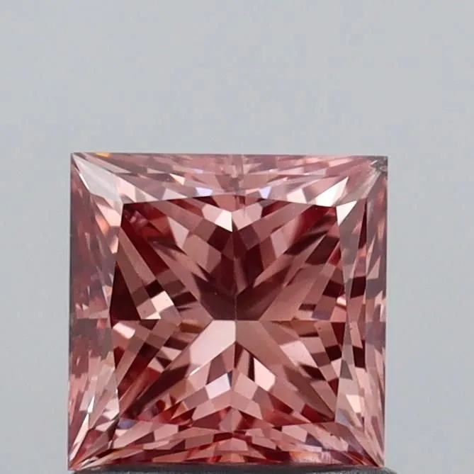 1.01ct PRINCESS Fancy Intense Brown Pink SI1 Coloured Lab diamond