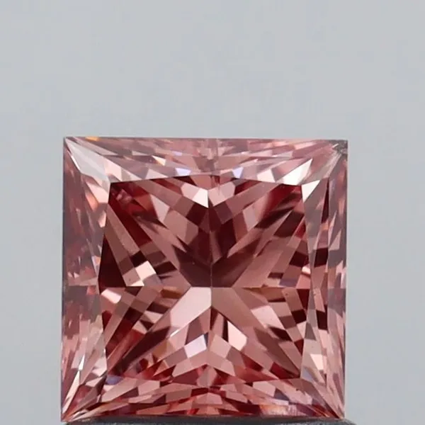 1.01ct PRINCESS Fancy Intense Brown Pink SI1 Coloured Lab diamond