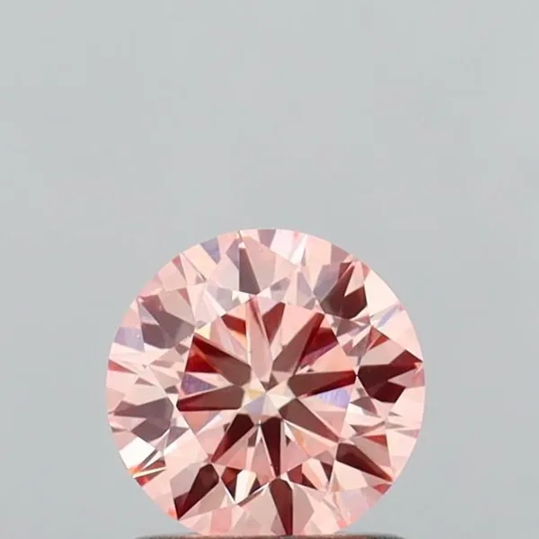0.99ct ROUND Fancy Intense Orangey Pink VS1 Coloured Lab diamond