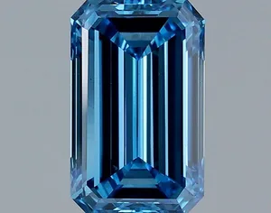 1.51ct EMERALD Fancy Vivid Blue VS1 Coloured Lab diamond