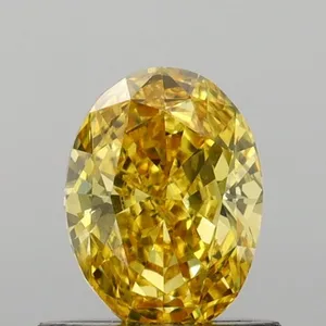 0.72ct OVAL Fancy Vivid Yellow VS2 Coloured Lab diamond