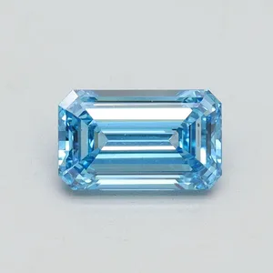 1.01ct EMERALD Fancy Vivid Blue VS2 Coloured Lab diamond