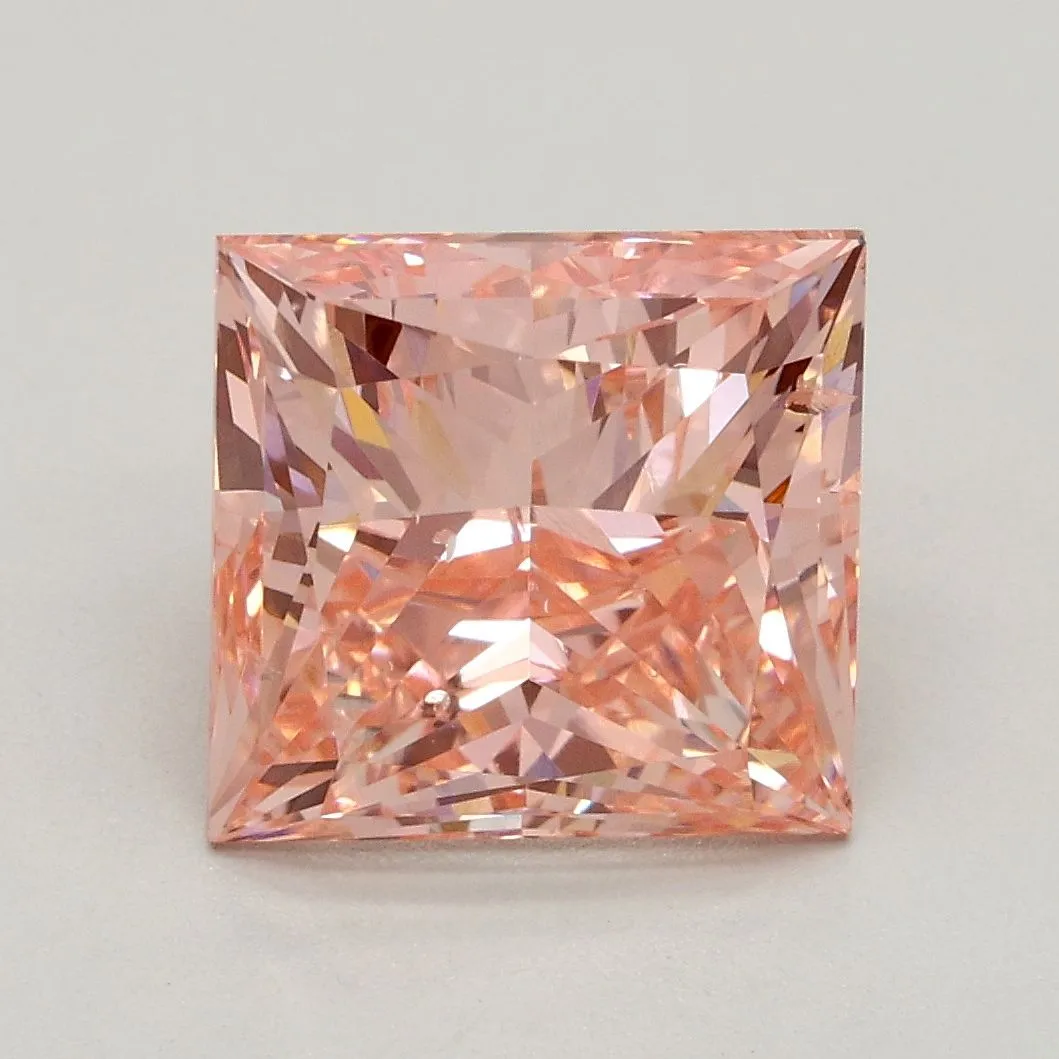 3.01ct PRINCESS Fancy Intense Pink SI1 Coloured Lab diamond