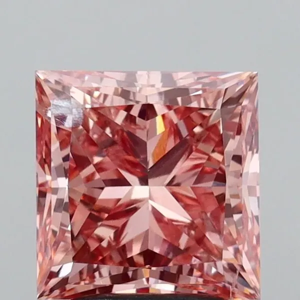 3.15ct PRINCESS Fancy Vivid Brownish Pink SI1 Coloured Lab diamond