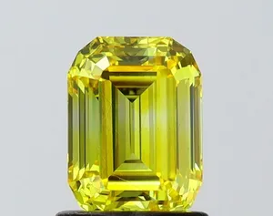 1.14ct EMERALD Fancy Vivid Yellow VVS2 Coloured Lab diamond