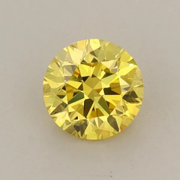 0.62ct ROUND Fancy Vivid Yellow VS2 Coloured Lab diamond