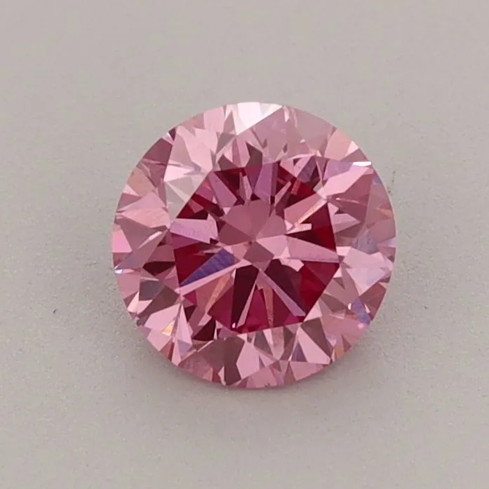 0.69ct ROUND Fancy Vivid Pink VS1 Coloured Lab diamond