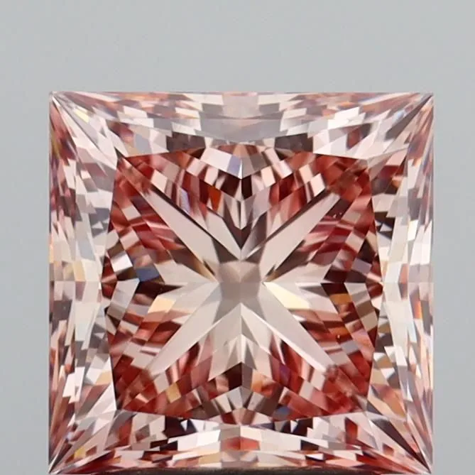 2.53ct PRINCESS Fancy Intense Brownish Pink VS1 Coloured Lab diamond