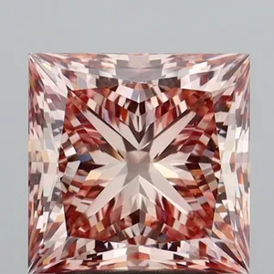2.53ct PRINCESS Fancy Intense Brownish Pink VS1 Coloured Lab diamond