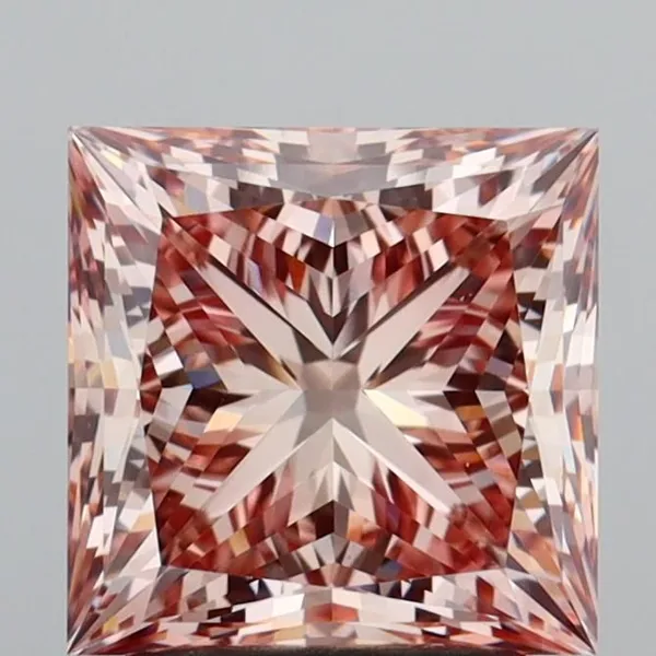2.53ct PRINCESS Fancy Intense Brownish Pink VS1 Coloured Lab diamond