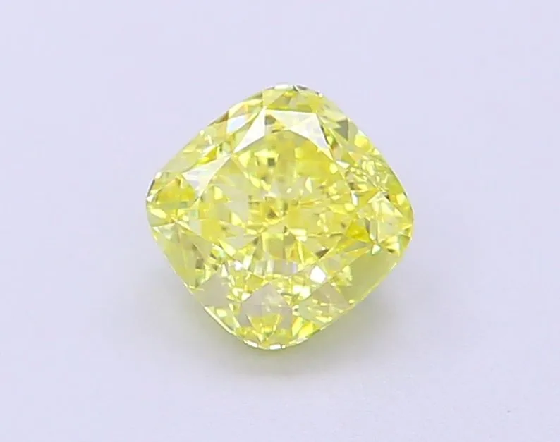 1.10ct CUSHION Fancy Intense Yellow VS1 Coloured Lab diamond