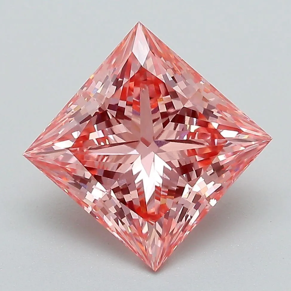 3.10ct PRINCESS Fancy Vivid Pink VVS2 Coloured Lab diamond