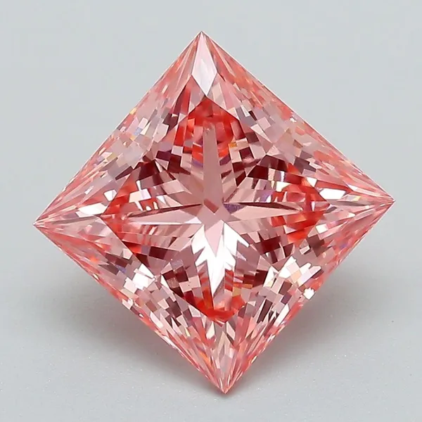 3.1ct PRINCESS Fancy Vivid Pink VVS2 Coloured Lab diamond
