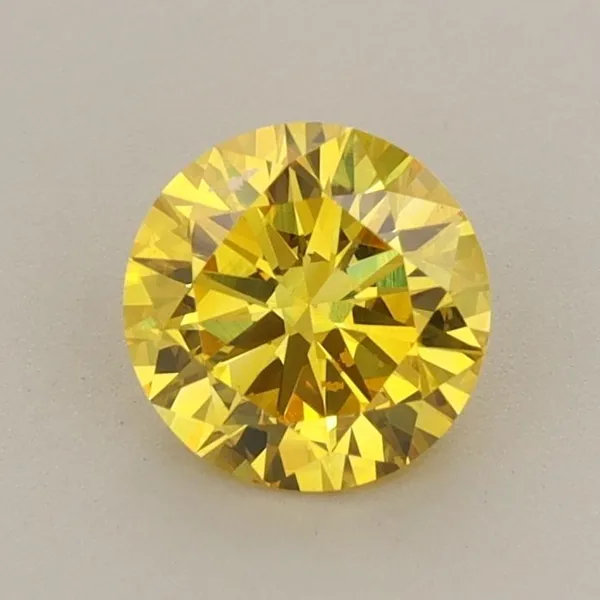 0.77ct ROUND Fancy Vivid Yellow VS1 Coloured Lab diamond
