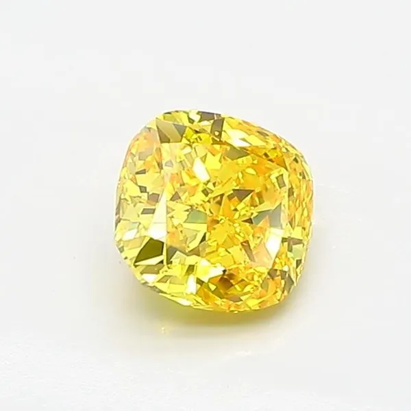 0.79ct CUSHION Fancy Vivid Yellow VS1 Coloured Lab diamond