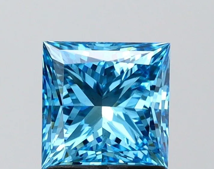 1.50ct PRINCESS Fancy Vivid Blue SI1 Coloured Lab diamond