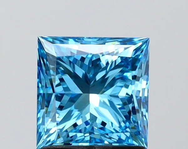 1.5ct PRINCESS Fancy Vivid Blue SI1 Coloured Lab diamond