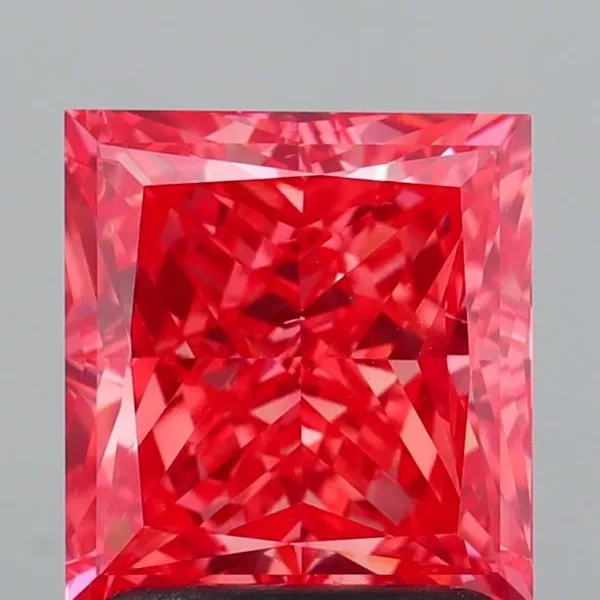 2.05ct PRINCESS Fancy Vivid Pink VS2 Coloured Lab diamond