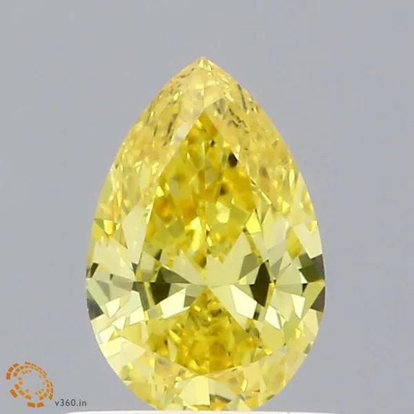 0.53ct PEAR Fancy Vivid Yellow VVS2 Coloured Lab diamond