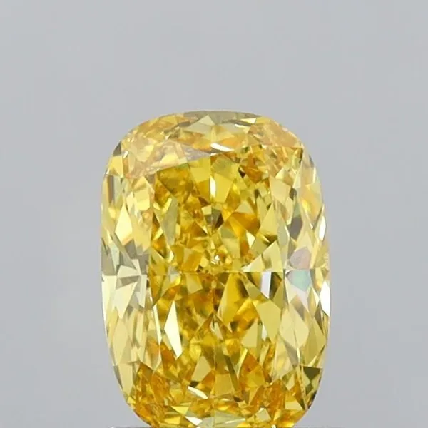 1.05ct CUSHION Fancy Vivid Yellow VS1 Coloured Lab diamond