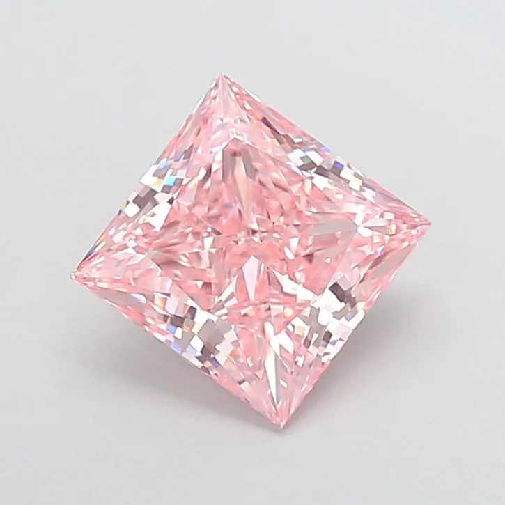 4.27ct PRINCESS Fancy Vivid Pink VVS2 Coloured Lab diamond